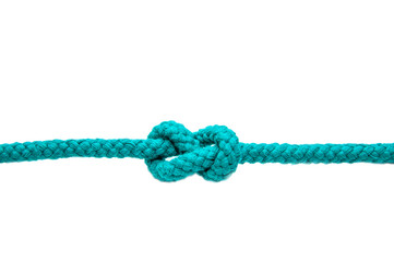 Knot on a cord isolated on a white background .