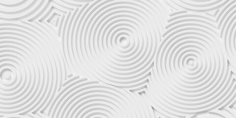 Offset white organic circular lines and circle shapes geometrical background wallpaper banner pattern