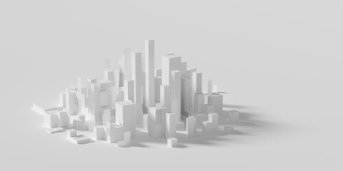 Abstract white cityscape city building shapes over white background with copy space © Shawn Hempel