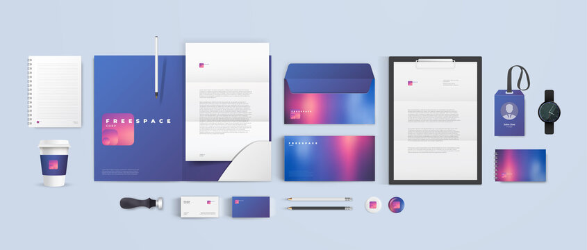 Modern corporate identity template set. Corporate branding design business stationery mock-up with logo. Large collection. 