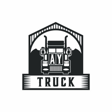 AY Initial Letter Truck Logo Design Simple Stock Vector
