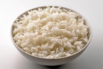 White bowl with basmati rice