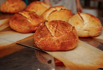 pile of freshly baked wheat bread