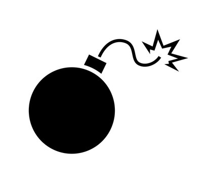 recommend clip art: Bomb fuse icon. Bomb mlack silhouette simple icon. Vector illustration