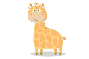 Obraz na płótnie Canvas Vector cartoon giraffe. African animal. funny kind giraffe. Funny cute hornnose. Adorable little african animal for fashion print, kids wear, nursery, poster, invitation, greeting card design