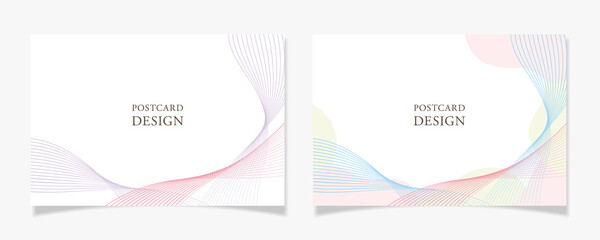 なめらかな曲線で描いたポストカードデザインA1【白地／パステルカラー】