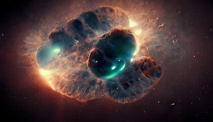 planetary nebula. Nebula in outer space, galaxy. Beautiful space neon abstract background. 3D illustration