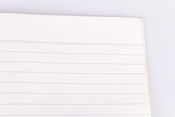 book line closeup paper isolated on white background