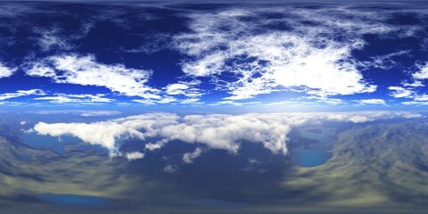 Panorama of clouds, HDRI, environment map , Round panorama, spherical panorama, equidistant projection, panorama 360, flying above the clouds,sky above the clouds, 3D rendering