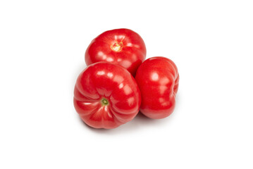 Red fresh tomato isolated on white background.
