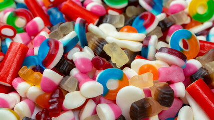 Tasty mix of jelly colorful candies.