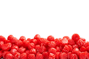 Red round tasty gummy candies islolated on a white background.