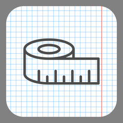 Measure simple icon vector. Flat design. On graph paper. Grey background.ai