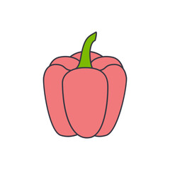 Bell pepper, capcicum icon in color, isolated on white background 
