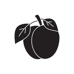 Plum icon in black flat glyph, filled style isolated on white background