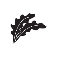 Arugula icon in black flat glyph, filled style isolated on white background