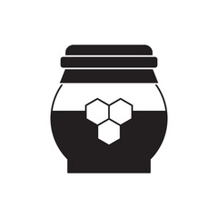 honey in jar icon in black flat glyph, filled style isolated on white background