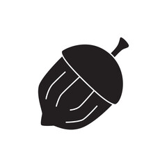 hazelnut icon in black flat glyph, filled style isolated on white background