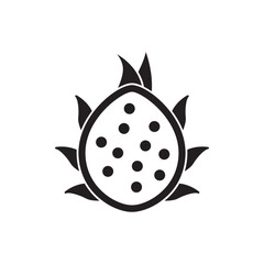 Dragon fruit icon in black flat glyph, filled style isolated on white background