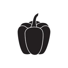 Bell pepper, capcicum icon in black flat glyph, filled style isolated on white background