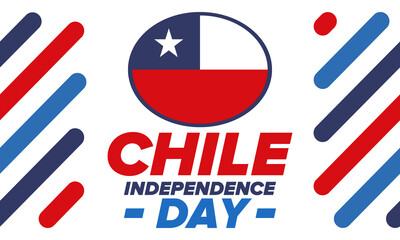 Chile Independence Day. Happy national holiday Fiestas Patrias. Freedom day. Celebrate annual in September 18. Chile flag. Patriotic chilean design. Poster, card, banner, template, background. Vector