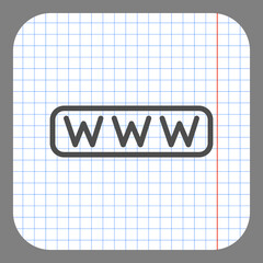 World wide web simple icon vector. Flat design. On graph paper. Grey background.ai