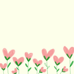 Naklejka premium Design template or background pastel with pink heart flowers. Template for greeting card, wallpaper, website banner and etc.