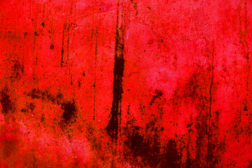 Abstract Cracked Cement Wall  Background. Spooky and Creepy Red wall Background. Halloween Concept
