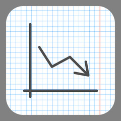 Graph simple icon, vector. Flat design. On graph paper. Grey background.ai