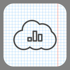 Graph, cloud simple icon vector. Flat design. On graph paper. Grey background.ai