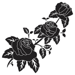 silhouette black motif rose flower blooming