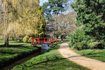 Little bridge over stream in Bournemouth upper Gardens