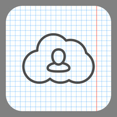 Profile, cloud simple icon vector. Flat design. On graph paper. Grey background.ai