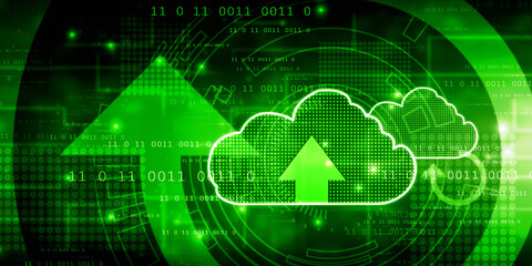 2d illustration Cloud with uploading downloading arrow 