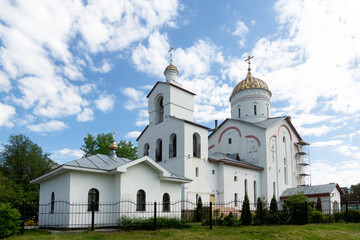 Fototapeta na wymiar Church of the Holy Prince Alexander Nevsky. Recreation area Prudy in Novobelitsa.