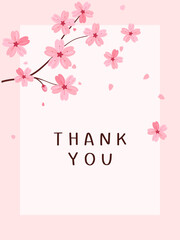 Cherry blossom with flying petals and hand writing font 
