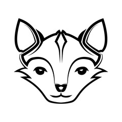 Black and white line art of cute fox head. Good use for symbol mascot icon avatar tattoo T Shirt design logo or any design