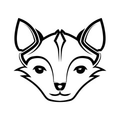 Black and white line art of cute fox head. Good use for symbol mascot icon avatar tattoo T Shirt design logo or any design