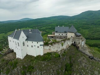 Aerial View Of A Medieval Castle On A Hilltop In Fuzer, Hungary