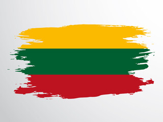 Lithuanian flag painted with a brush.