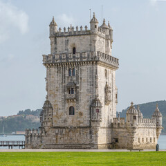 Fototapeta na wymiar Belem Tower on the Tagus River in Lisbon, Portugal