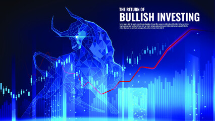 Bullish Stock Market in futuristic idea suitable for Stock Marketing or Financial Investment