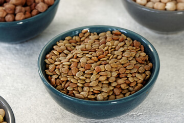 Dry horse gram (Macrotyloma uniflorum) seeds pile in a bowl.