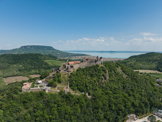 Fototapeta na wymiar Aerial view of Szigliget castle in Hungary