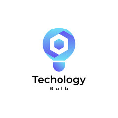 technology bulb logo, bulb gradient colorful logo