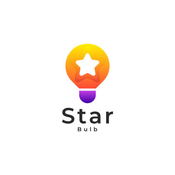 think bulb idea star logo, bulb gradient colorful logo