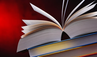 Composition with open book on the table