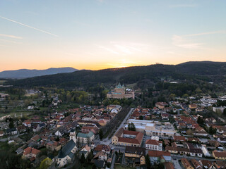 Aerial view of Bojnice Castle in Slovakia - Sunset