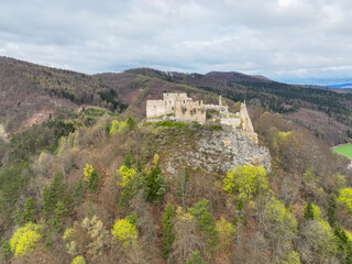 Fototapeta na wymiar Aerial view of Povazsky castle in Slovakia