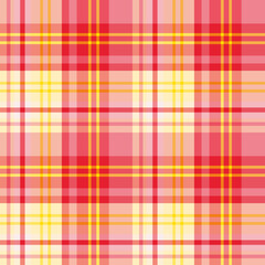 Seamless pattern in lovely yellow, pink and red colors for plaid, fabric, textile, clothes, tablecloth and other things. Vector image.